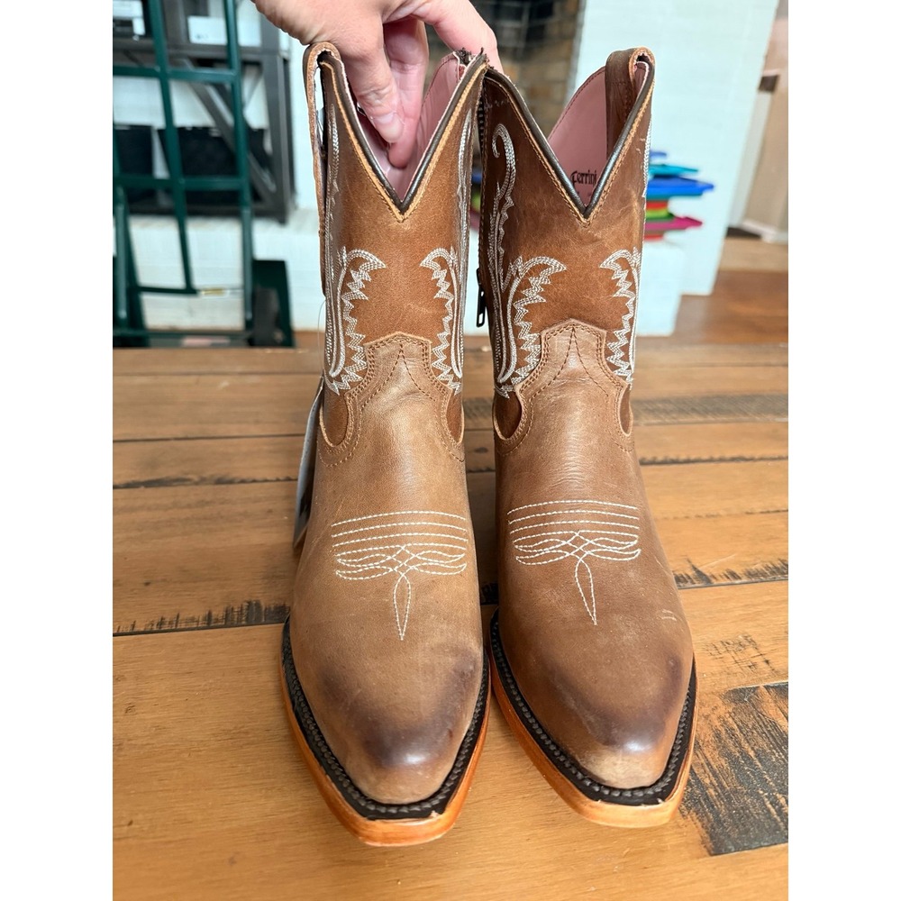 New with tags FERRINI Molly WESTERN‎ brown Boots leather 7.5 round toe cowboy